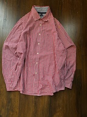 Tommy Hilfiger Red and White Gingham Button-Down Shirt